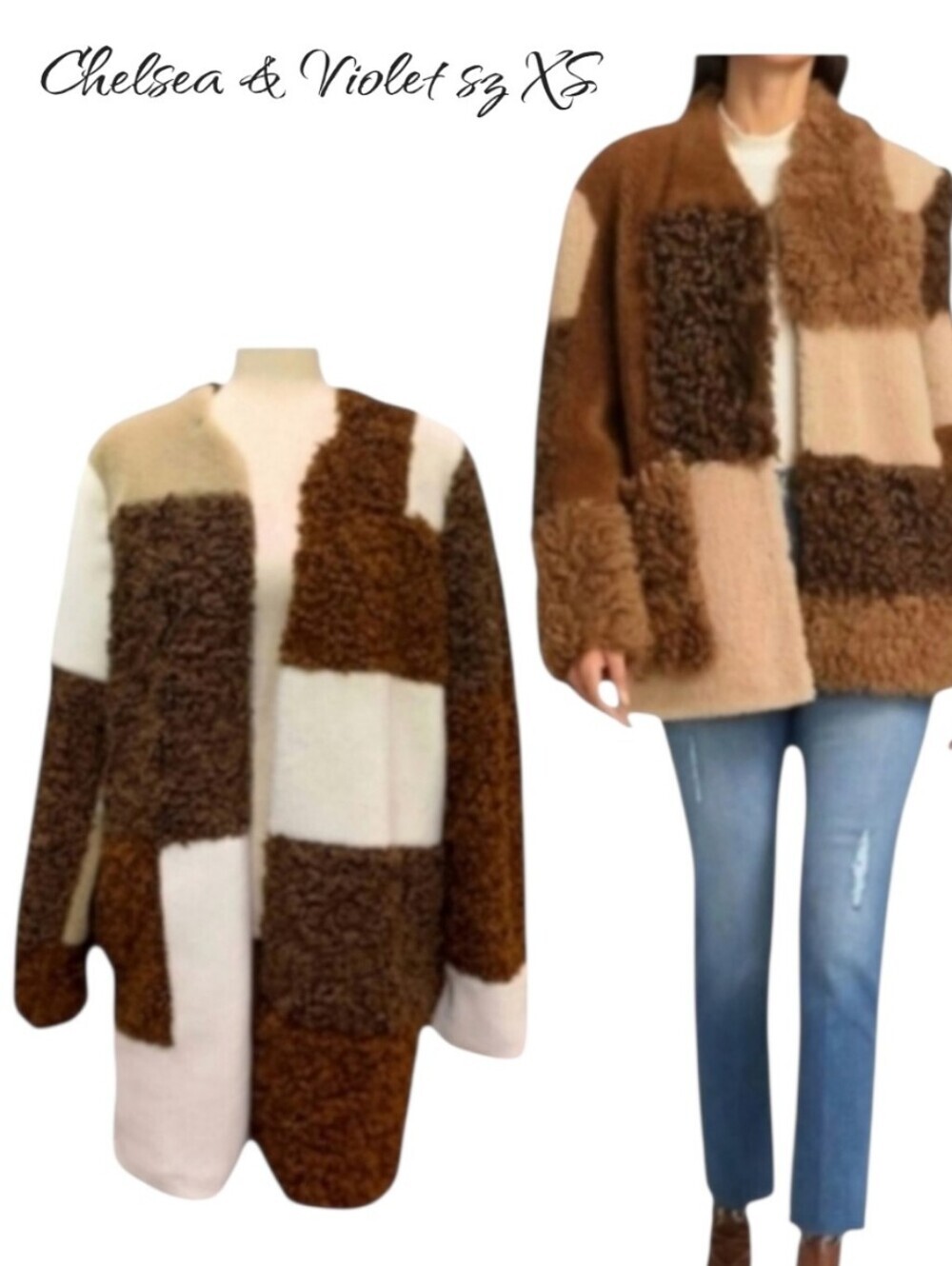 NWT Chelsea & Violet Sherpa Pea Coat Jacket sz XS